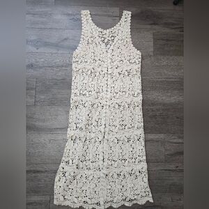 Landry Floral Crochet Maxi Open Front Cardigan Cottagecore Girly Prairie